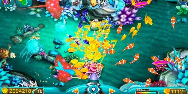 Giao diện bàn chơi và các loại súng thường gặp trong game bắn cá
